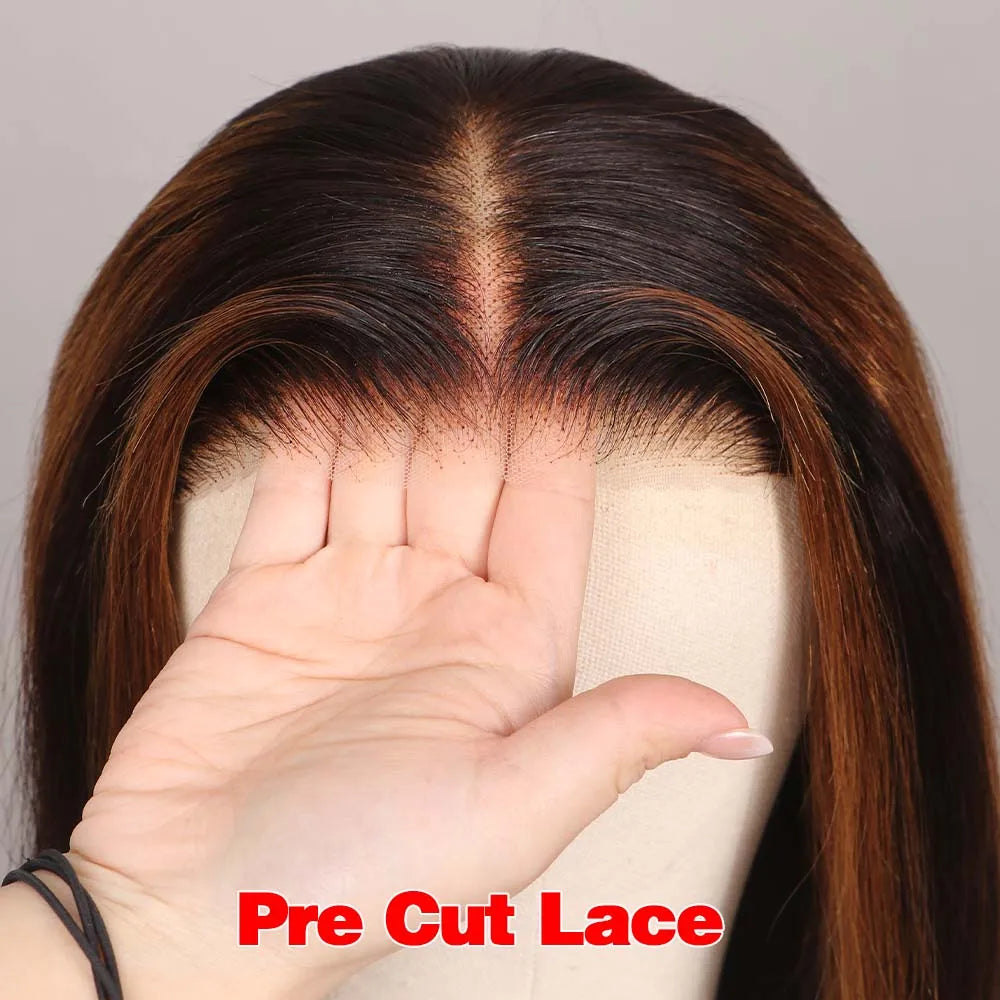 Highlight 6x5 Glueless Wig Wear and Go Human Hair Short Bob Wig 13x4 Transparent Lace Frontal Wigs Pre Cut Lace Bleached Knots