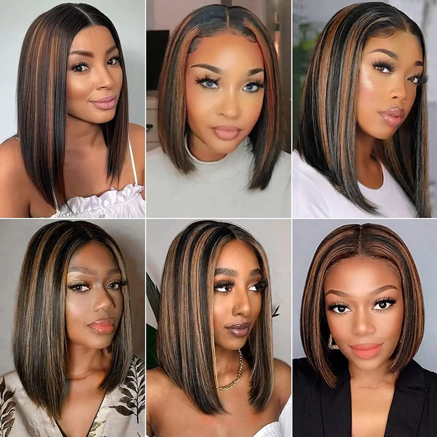 Highlight 6x5 Glueless Wig Wear and Go Human Hair Short Bob Wig 13x4 Transparent Lace Frontal Wigs Pre Cut Lace Bleached Knots